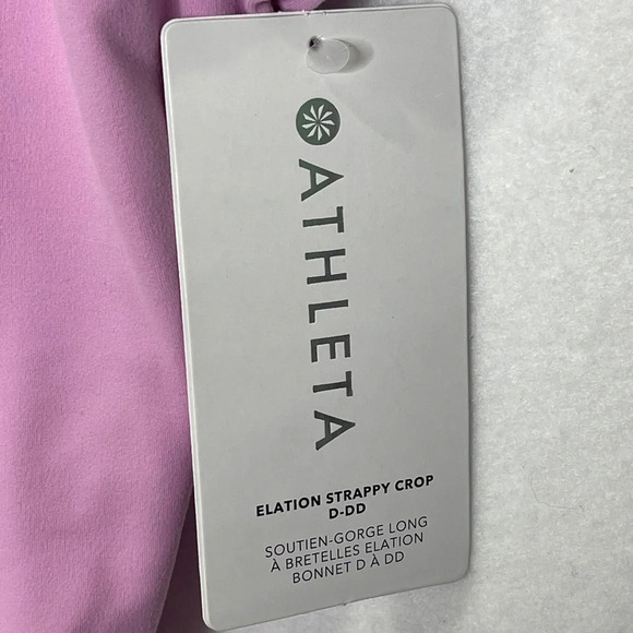 Athleta Elation Strappy Crop Quartz Pink Sports Bra Tank Top D-DD - Picture 6 of 9